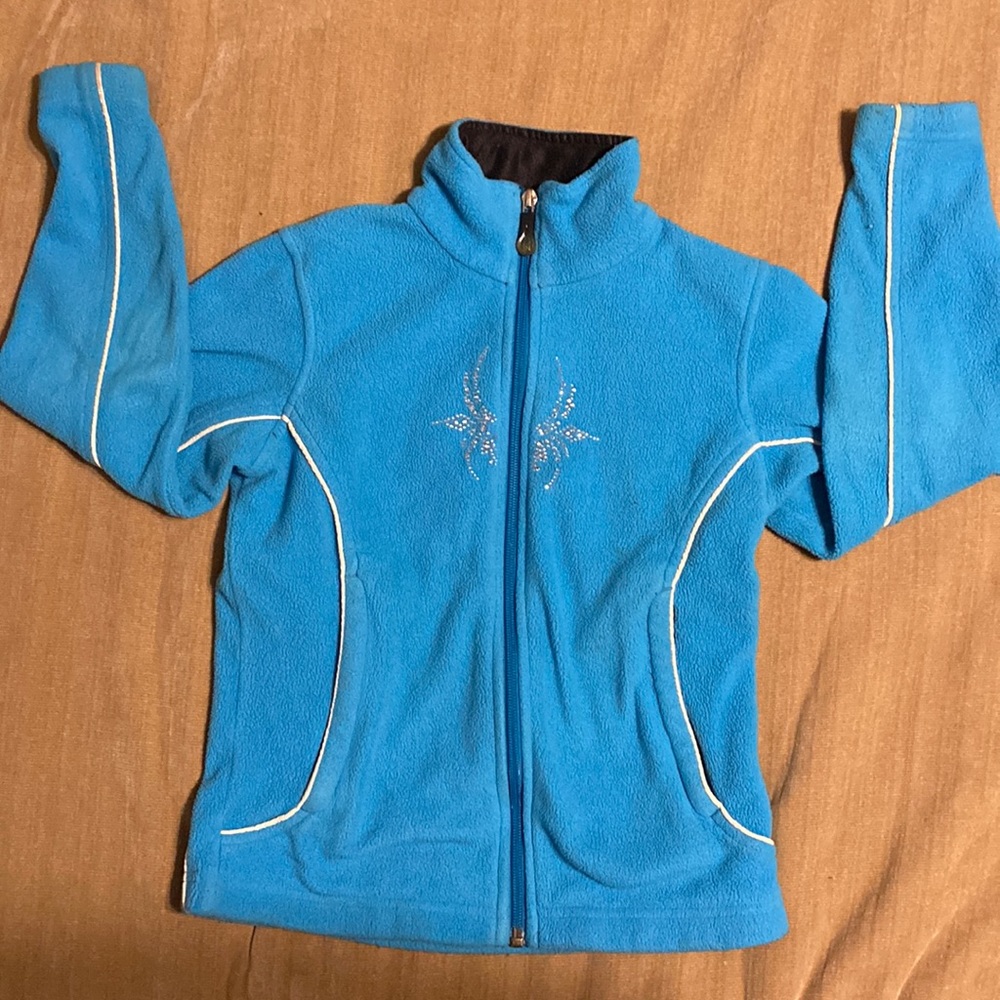 Spyder light blue fleece jacket. Youth size S/P.